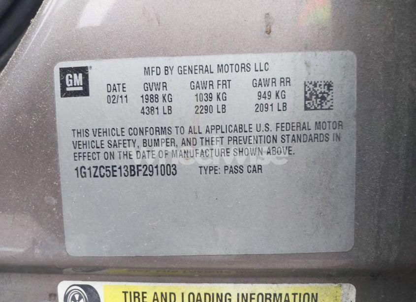 Photo 9 of 2011 Chevrolet Malibu 1LT (VIN 1G1ZC5E13BF291003)