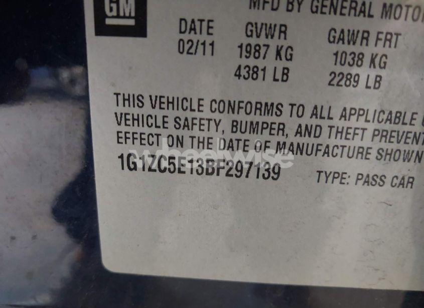 Photo 9 of 2011 Chevrolet Malibu 1LT (VIN 1G1ZC5E13BF297139)