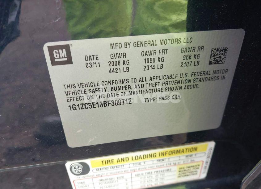 Photo 9 of 2011 Chevrolet Malibu 1LT (VIN 1G1ZC5E13BF309712)