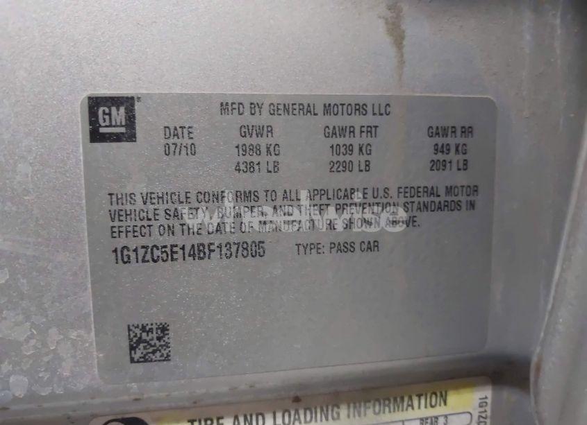 Photo 9 of 2011 Chevrolet Malibu 1LT (VIN 1G1ZC5E14BF137805)