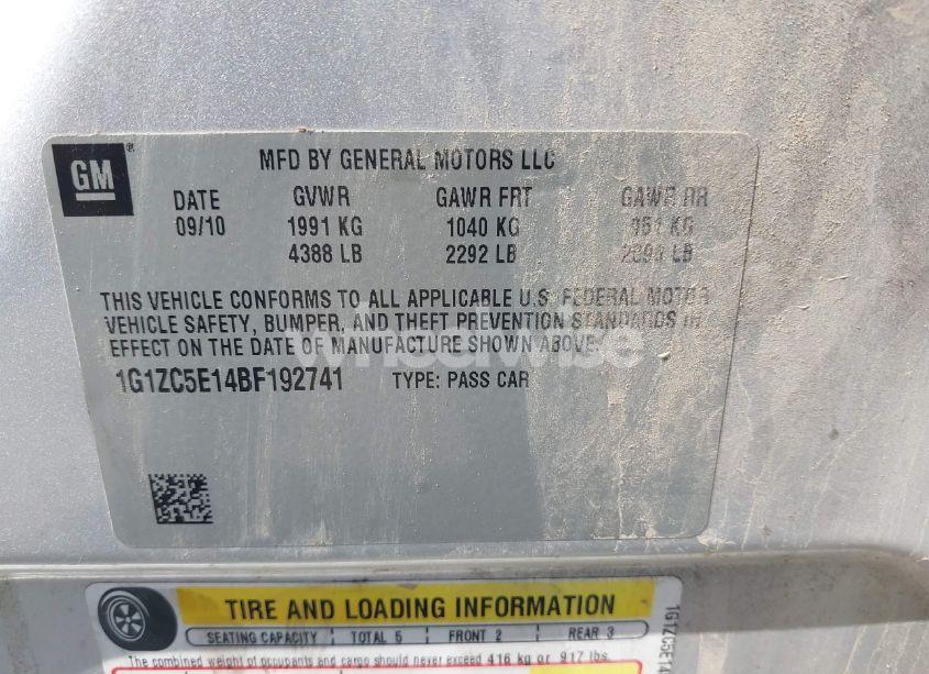 Photo 9 of 2011 Chevrolet Malibu 1LT (VIN 1G1ZC5E14BF192741)