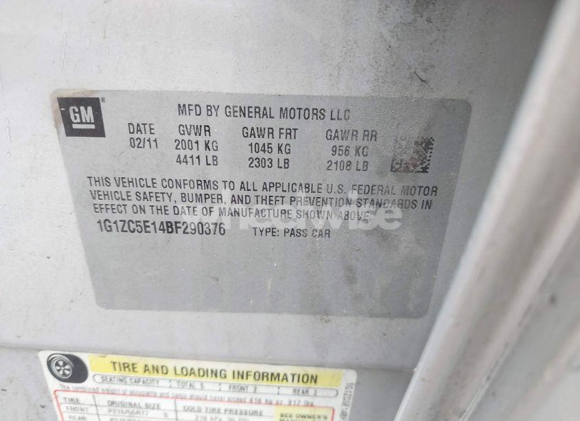 Photo 9 of 2011 Chevrolet Malibu 1LT (VIN 1G1ZC5E14BF290376)