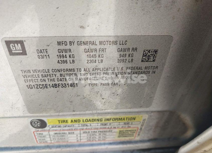 Photo 9 of 2011 Chevrolet Malibu 1LT (VIN 1G1ZC5E14BF331461)