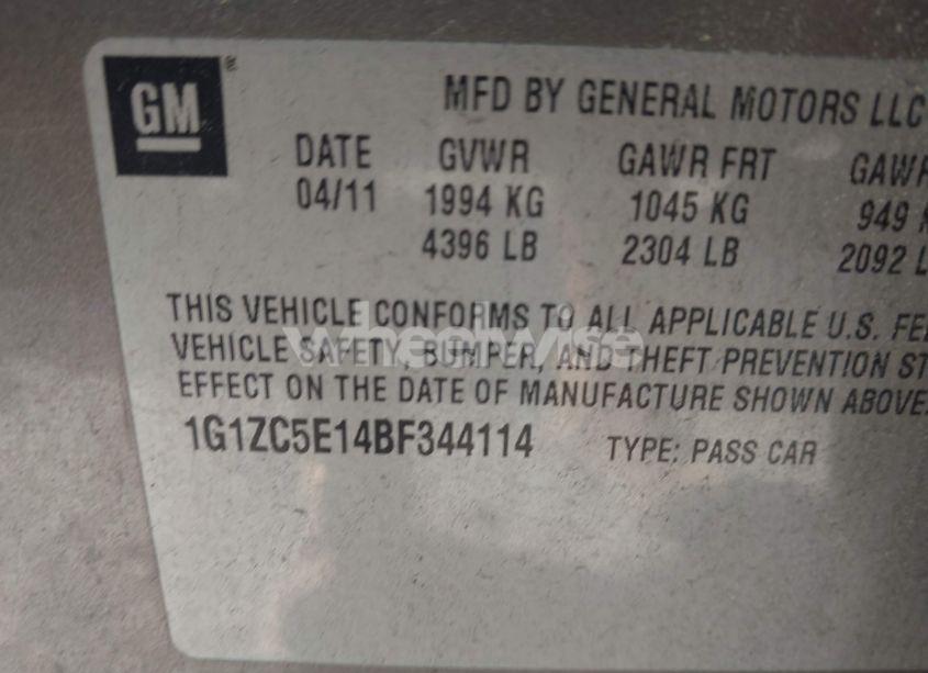 Photo 8 of 2011 Chevrolet Malibu 1LT (VIN 1G1ZC5E14BF344114)