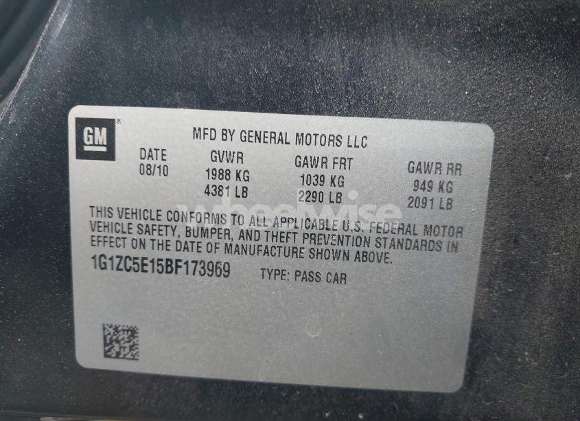 Photo 9 of 2011 Chevrolet Malibu 1LT (VIN 1G1ZC5E15BF173969)