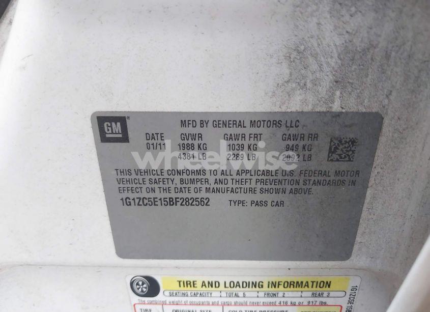 Photo 9 of 2011 Chevrolet Malibu 1LT (VIN 1G1ZC5E15BF282562)