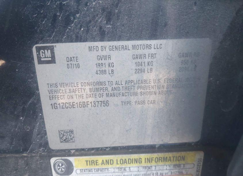 Photo 9 of 2011 Chevrolet Malibu 1LT (VIN 1G1ZC5E16BF137756)