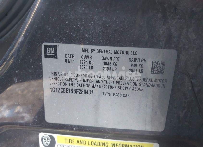 Photo 9 of 2011 Chevrolet Malibu 1LT (VIN 1G1ZC5E16BF280481)