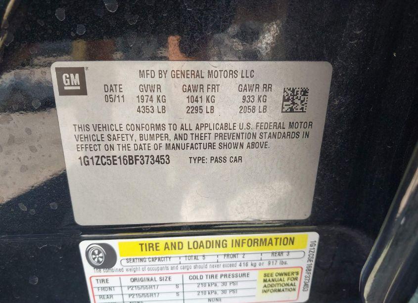 Photo 9 of 2011 Chevrolet Malibu 1LT (VIN 1G1ZC5E16BF373453)