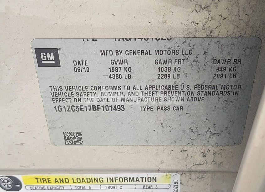 Photo 9 of 2011 Chevrolet Malibu 1LT (VIN 1G1ZC5E17BF101493)