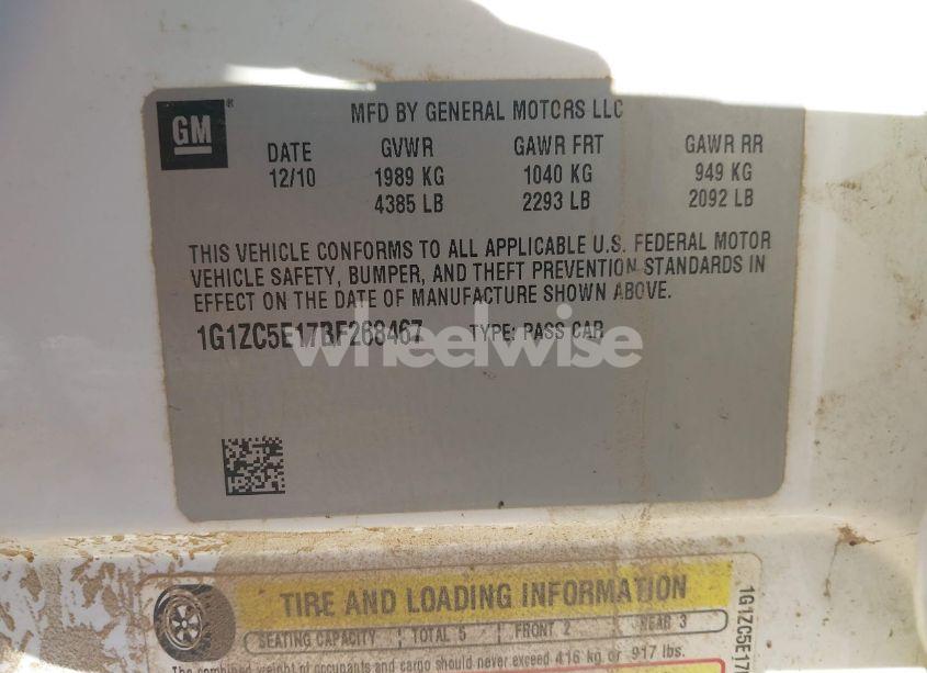 Photo 9 of 2011 Chevrolet Malibu 1LT (VIN 1G1ZC5E17BF268467)