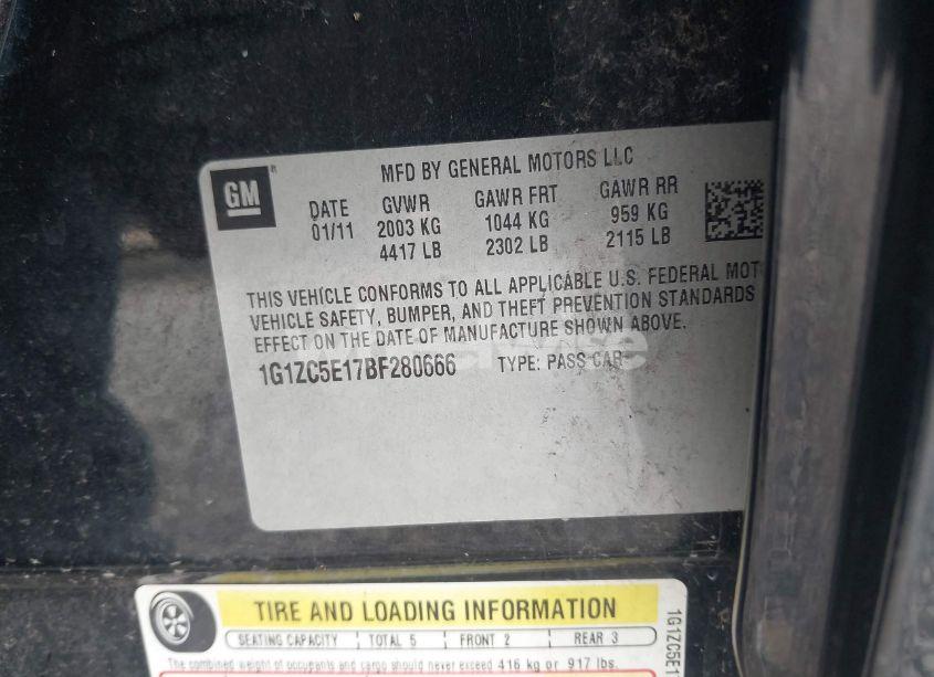 Photo 9 of 2011 Chevrolet Malibu 1LT (VIN 1G1ZC5E17BF280666)