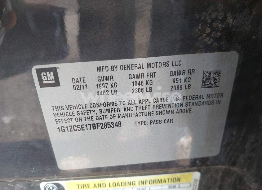 Photo 9 of 2011 Chevrolet Malibu 1LT (VIN 1G1ZC5E17BF285348)