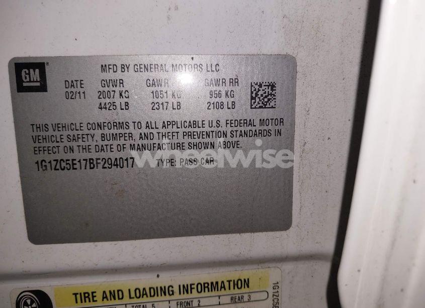 Photo 9 of 2011 Chevrolet Malibu 1LT (VIN 1G1ZC5E17BF294017)