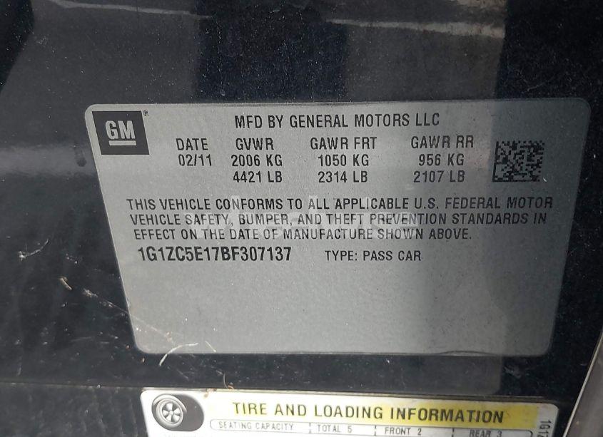 Photo 9 of 2011 Chevrolet Malibu 1LT (VIN 1G1ZC5E17BF307137)