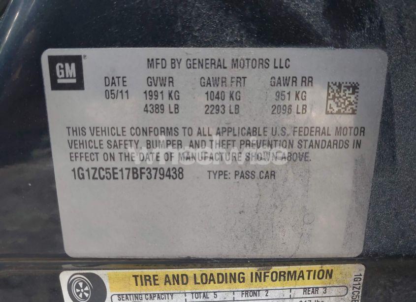 Photo 9 of 2011 Chevrolet Malibu 1LT (VIN 1G1ZC5E17BF379438)