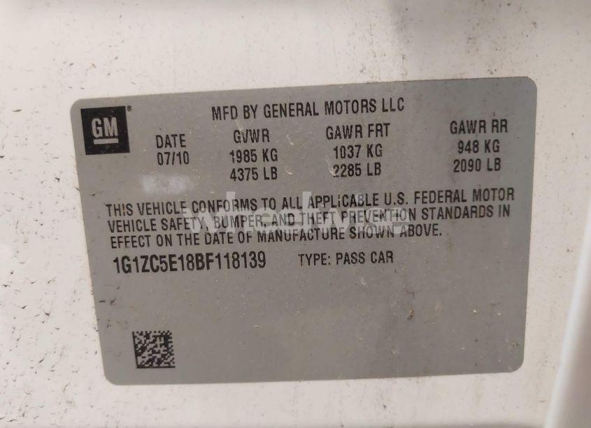 Photo 9 of 2011 Chevrolet Malibu 1LT (VIN 1G1ZC5E18BF118139)