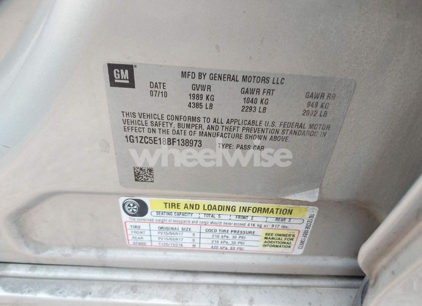 Photo 9 of 2011 Chevrolet Malibu 1LT (VIN 1G1ZC5E18BF138973)