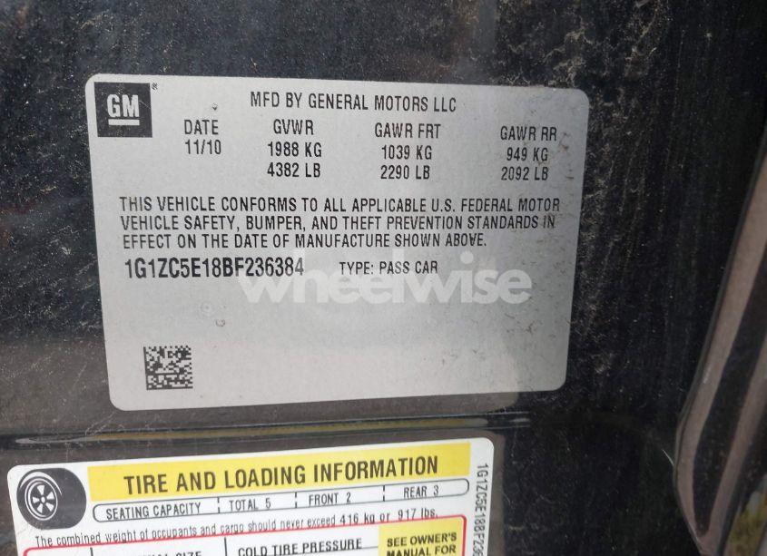 Photo 9 of 2011 Chevrolet Malibu 1LT (VIN 1G1ZC5E18BF236384)