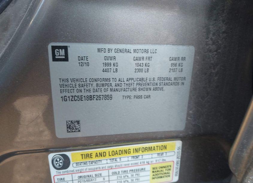 Photo 9 of 2011 Chevrolet Malibu 1LT (VIN 1G1ZC5E18BF267859)