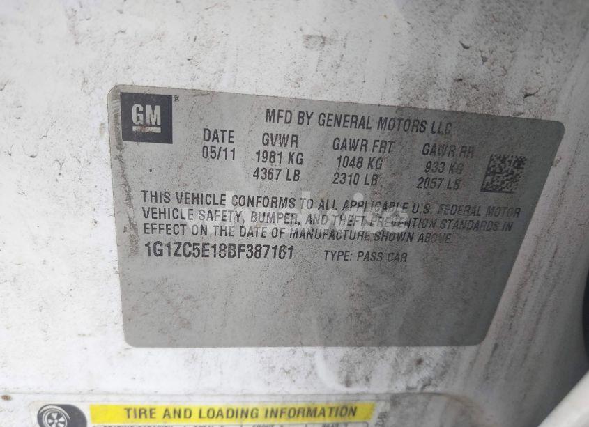 Photo 9 of 2011 Chevrolet Malibu 1LT (VIN 1G1ZC5E18BF387161)