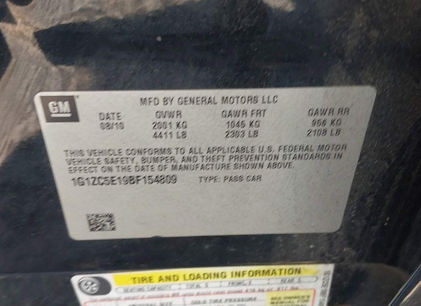Photo 9 of 2011 Chevrolet Malibu 1LT (VIN 1G1ZC5E19BF154809)