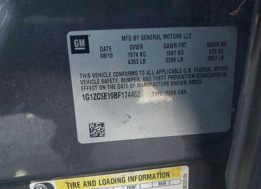 Photo 9 of 2011 Chevrolet Malibu 1LT (VIN 1G1ZC5E19BF174462)