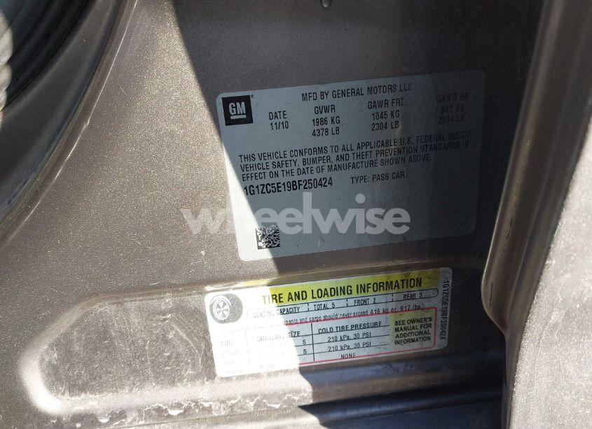 Photo 9 of 2011 Chevrolet Malibu 1LT (VIN 1G1ZC5E19BF250424)