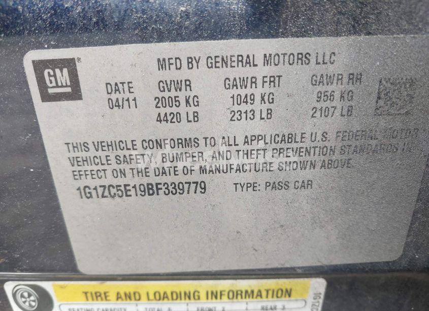 Photo 9 of 2011 Chevrolet Malibu 1LT (VIN 1G1ZC5E19BF339779)