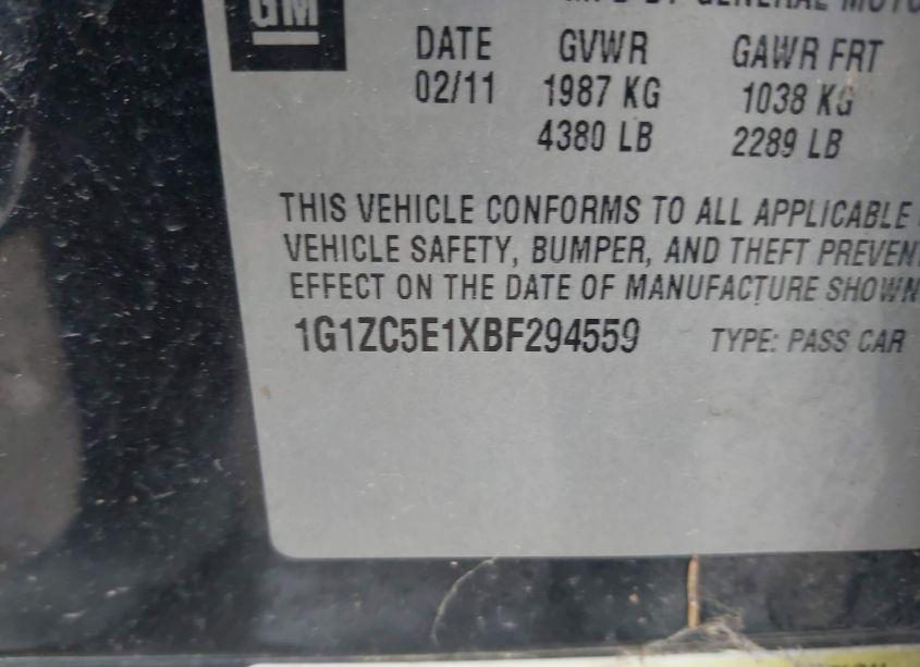 Photo 9 of 2011 Chevrolet Malibu 1LT (VIN 1G1ZC5E1XBF294559)