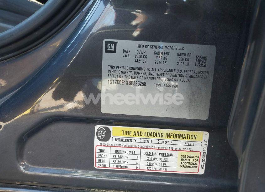 Photo 9 of 2011 Chevrolet Malibu 1LT (VIN 1G1ZC5E1XBF325258)