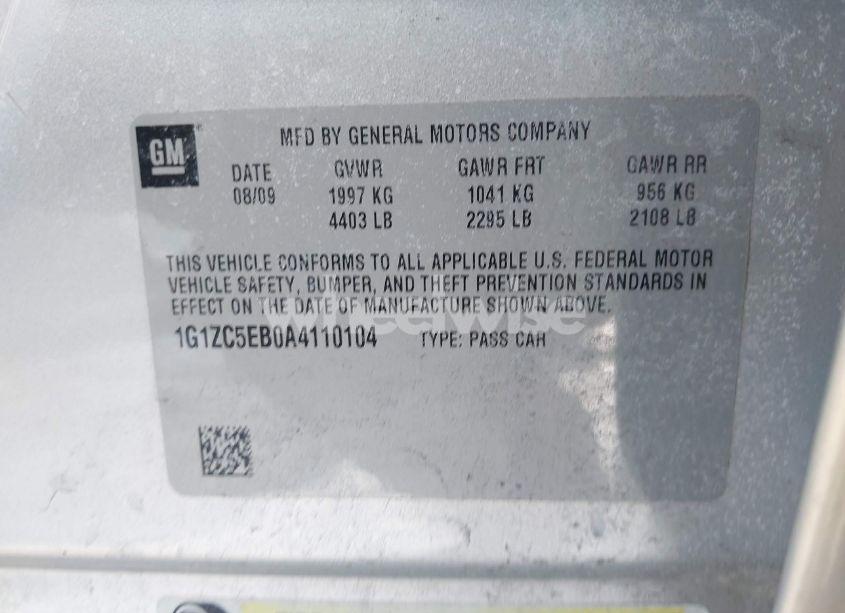 Photo 9 of 2010 Chevrolet Malibu LT (VIN 1G1ZC5EB0A4110104)