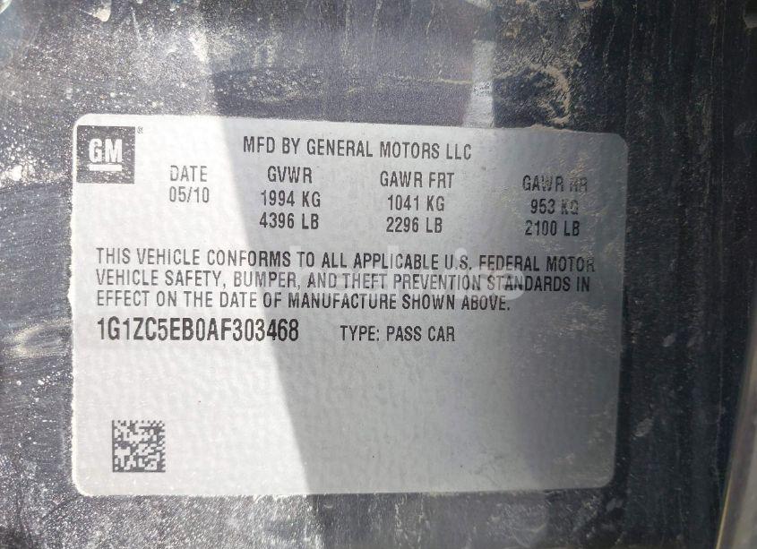 Photo 9 of 2010 Chevrolet Malibu LT (VIN 1G1ZC5EB0AF303468)