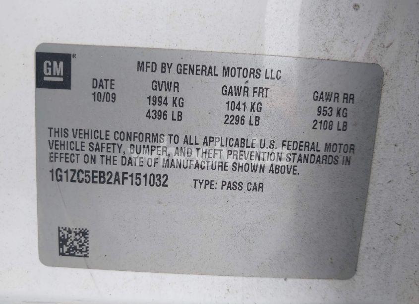 Photo 9 of 2010 Chevrolet Malibu LT (VIN 1G1ZC5EB2AF151032)