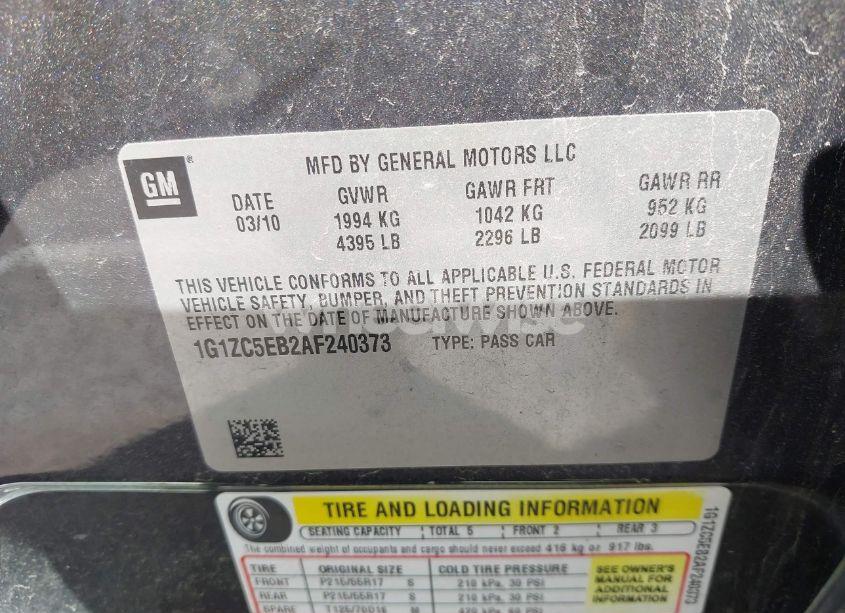 Photo 9 of 2010 Chevrolet Malibu LT (VIN 1G1ZC5EB2AF240373)