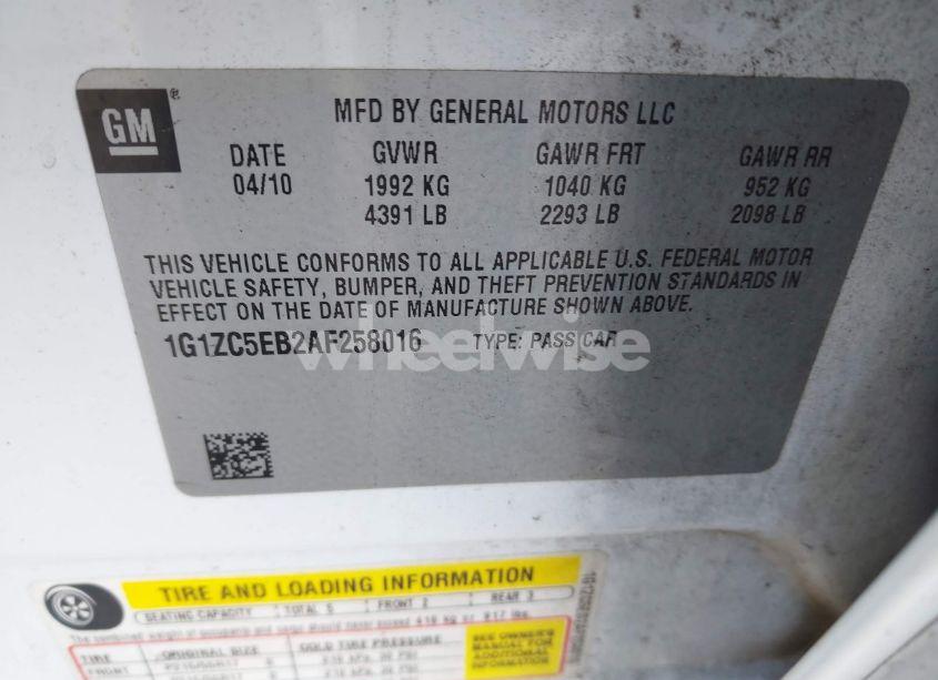 Photo 9 of 2010 Chevrolet Malibu LT (VIN 1G1ZC5EB2AF258016)