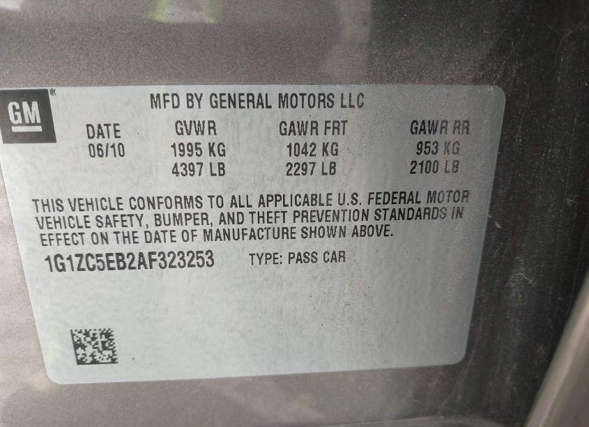 Photo 9 of 2010 Chevrolet Malibu LT (VIN 1G1ZC5EB2AF323253)