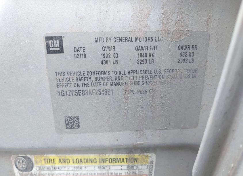 Photo 9 of 2010 Chevrolet Malibu LT (VIN 1G1ZC5EB3AF254881)