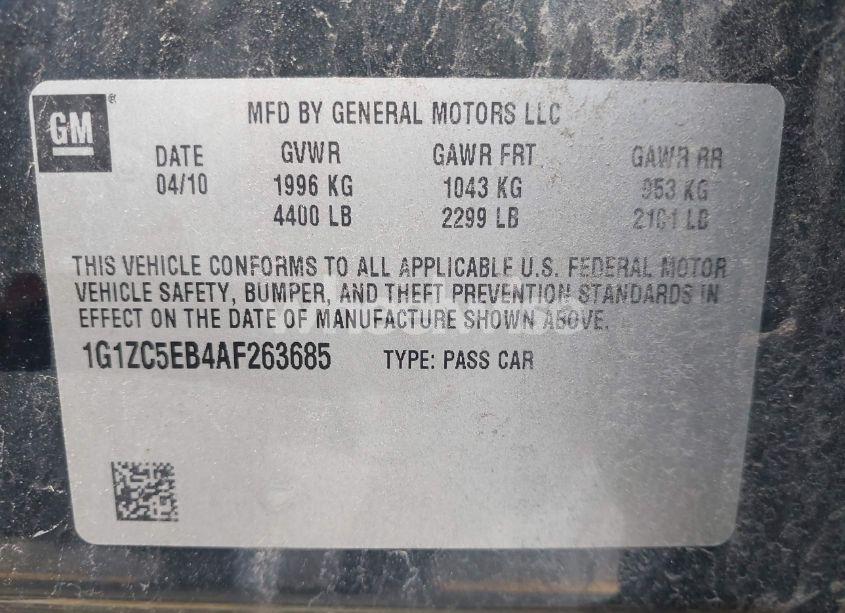 Photo 9 of 2010 Chevrolet Malibu LT (VIN 1G1ZC5EB4AF263685)