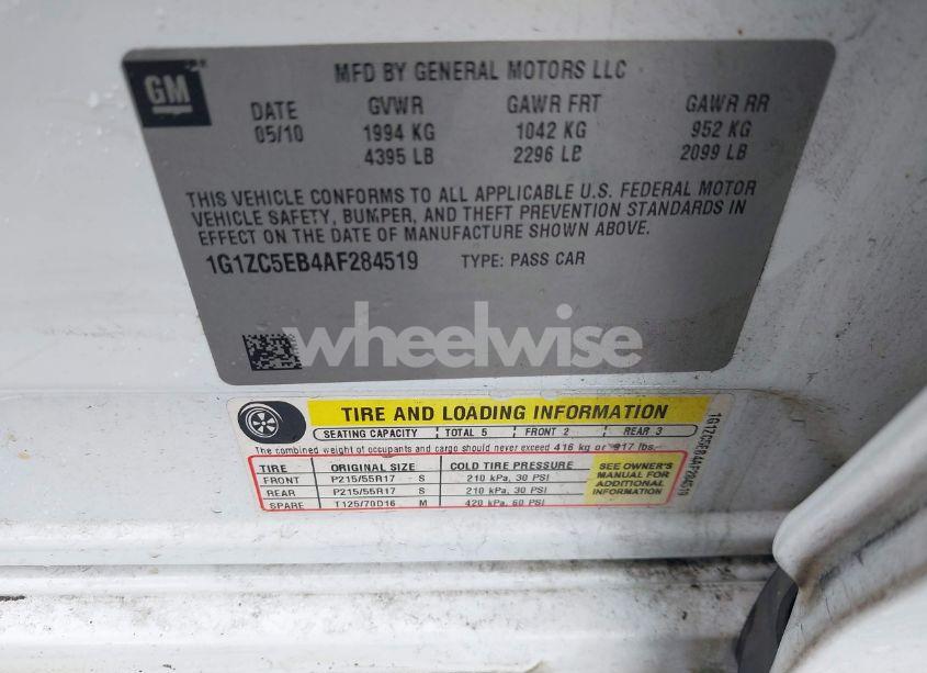 Photo 9 of 2010 Chevrolet Malibu LT (VIN 1G1ZC5EB4AF284519)