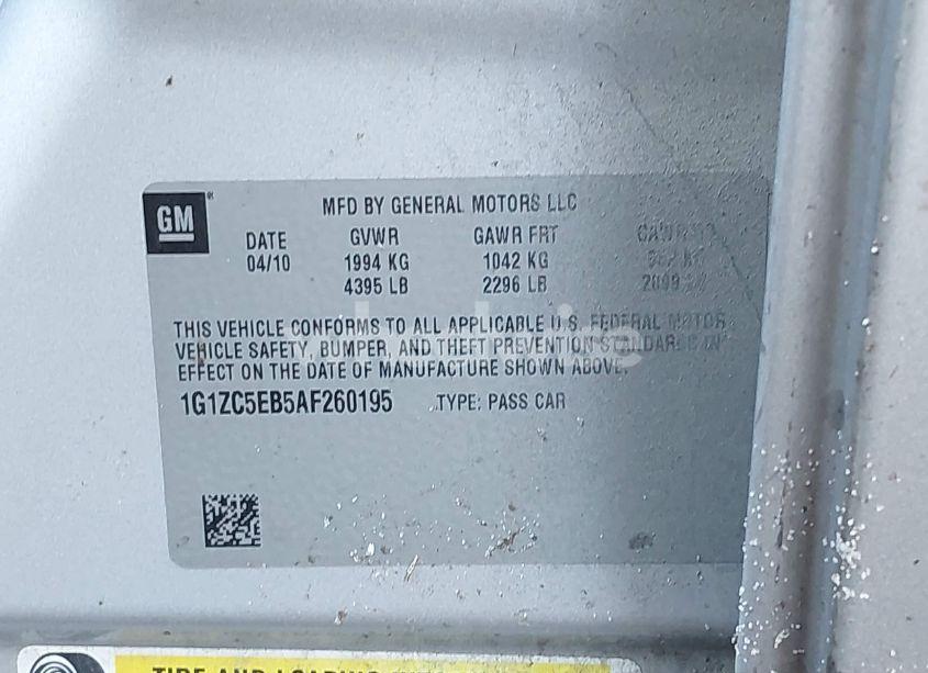 Photo 9 of 2010 Chevrolet Malibu LT (VIN 1G1ZC5EB5AF260195)