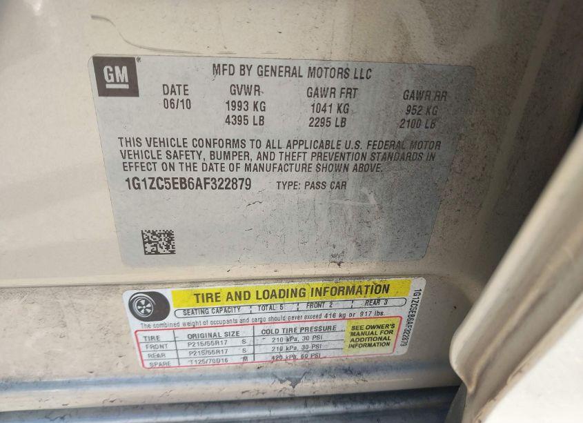 Photo 9 of 2010 Chevrolet Malibu LT (VIN 1G1ZC5EB6AF322879)