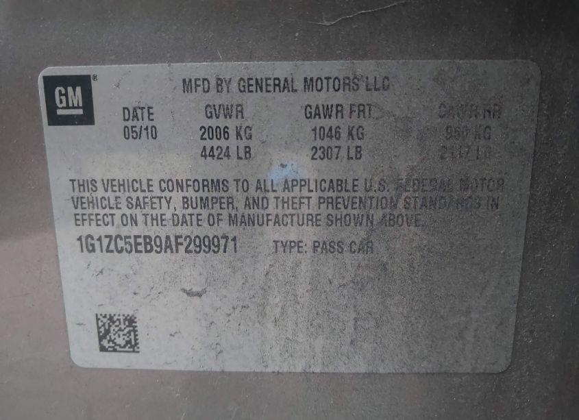 Photo 9 of 2010 Chevrolet Malibu LT (VIN 1G1ZC5EB9AF299971)