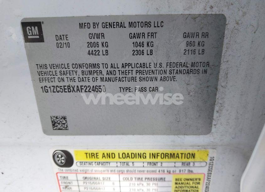 Photo 9 of 2010 Chevrolet Malibu LT (VIN 1G1ZC5EBXAF224650)