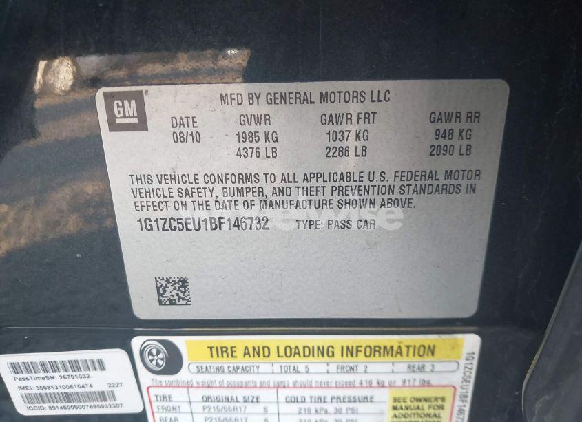 Photo 9 of 2011 Chevrolet Malibu 1LT (VIN 1G1ZC5EU1BF146732)