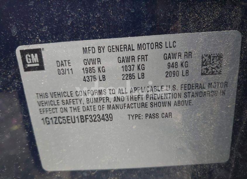 Photo 9 of 2011 Chevrolet Malibu 1LT (VIN 1G1ZC5EU1BF323439)