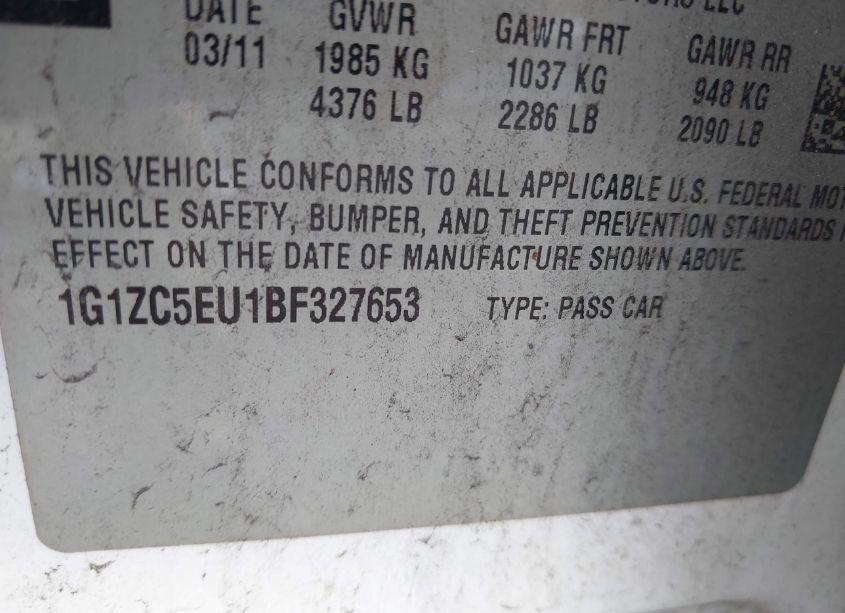 Photo 9 of 2011 Chevrolet Malibu 1LT (VIN 1G1ZC5EU1BF327653)