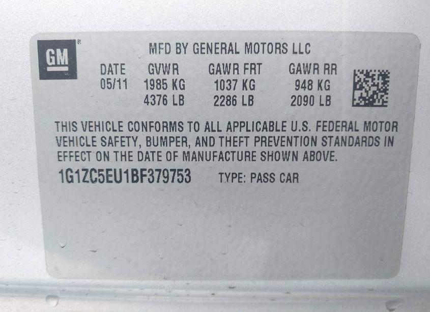 Photo 9 of 2011 Chevrolet Malibu 1LT (VIN 1G1ZC5EU1BF379753)