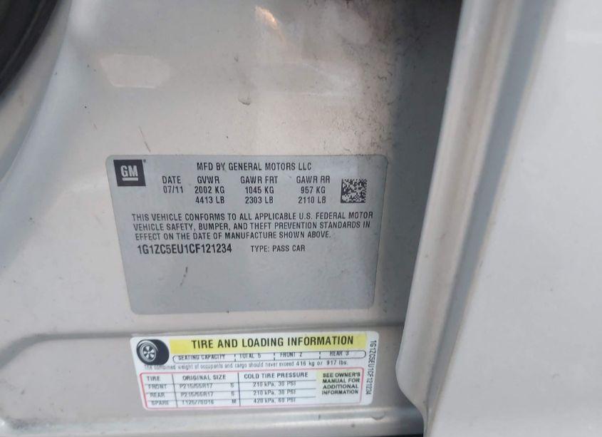 Photo 9 of 2012 Chevrolet Malibu 1LT (VIN 1G1ZC5EU1CF121234)