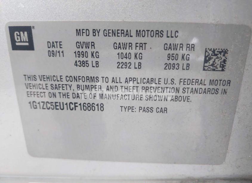 Photo 9 of 2012 Chevrolet Malibu 1LT (VIN 1G1ZC5EU1CF168618)